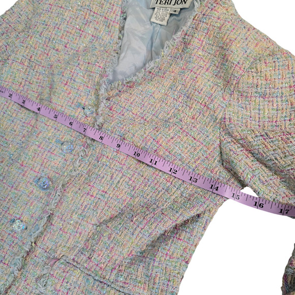 TERI JON by Rickie Freeman Tweed Skirt Jacket Suit pastel size xs - Picture 8 of 11